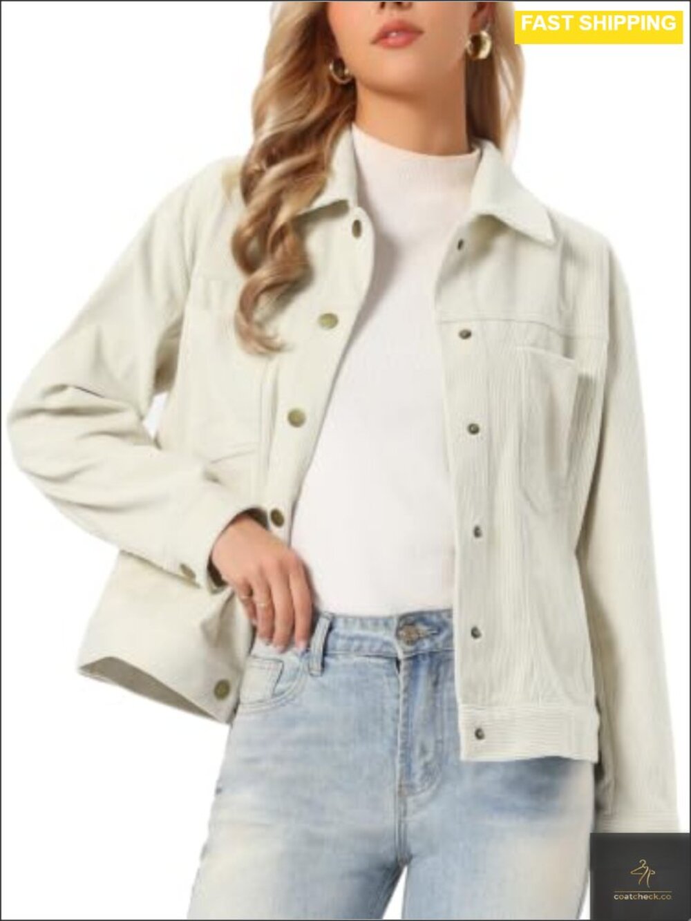 Corduroy Button Down Shacket Long Sleeve Casual Jacket